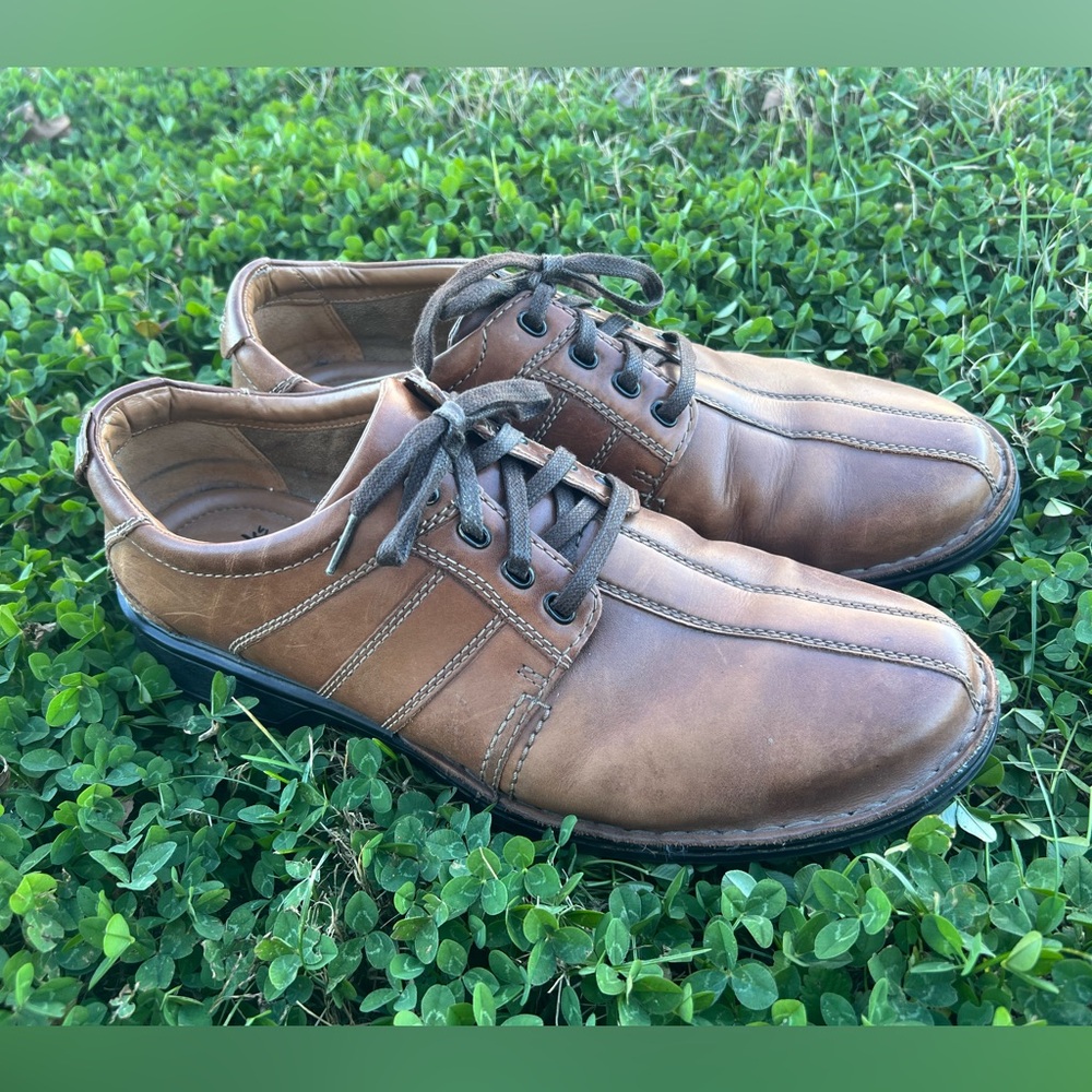 Clarks Men's Touareg Vibe Oxford Brown Leather Shoes Size 11 W